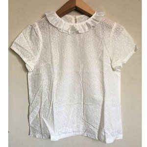 Unbranded Frill Trim Eyelet Embroidery Blouse